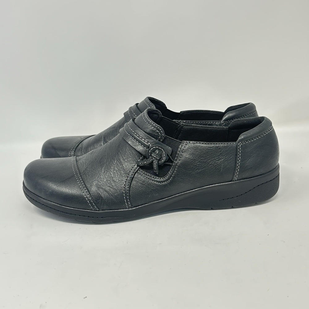 Clarks Cheyn Madi Black Leather Slip‎ On Loafer Shoes Women's Size 12 N